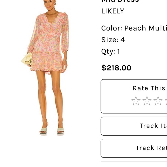 LIKELY Mia peach dress- perfect condition - Picture 2 of 10